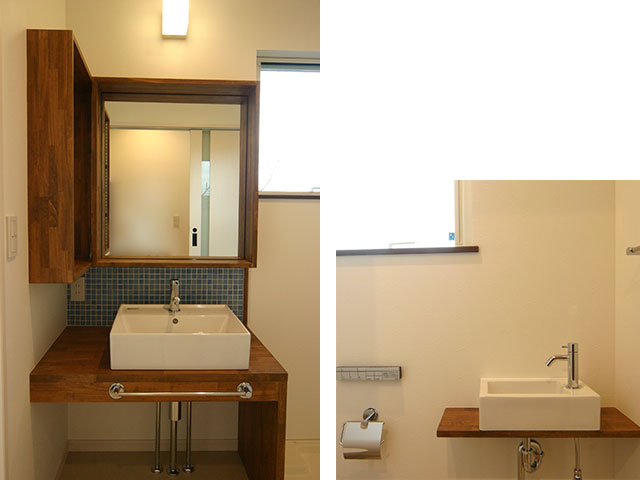 洗面室とトイレ内の手洗い
